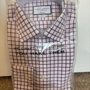Charles Tyrwhitt Men's Twill Slim Fit Shirt, 15.5” Neck x 39” Sleeve